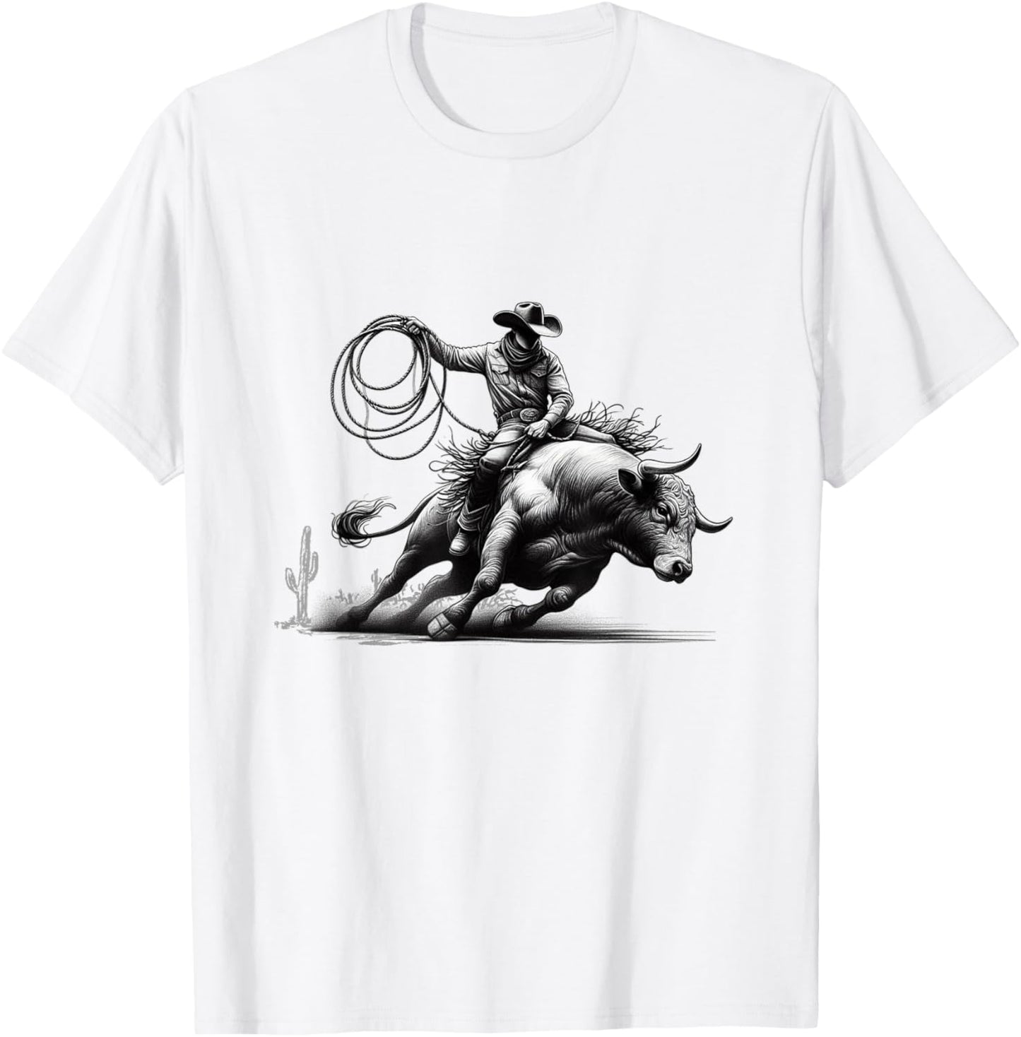Rodeo Cowboy Western Bull Rider White T-Shirt