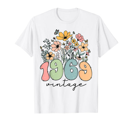 55 Years Old Vintage 1969 Flowers 55th Birthday Floral Women T-Shirt