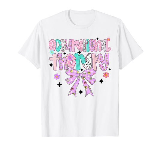 Groovy Occupational Therapy Preppy Coquette Bow OT Assistant T-Shirt