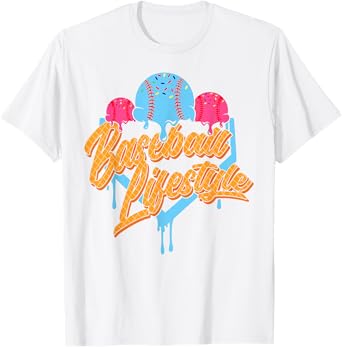 Baseball Lifestyle Home Plate Ice Cream Drip Men Boys Kids T-Shirt