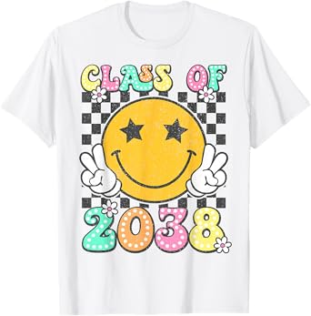 Class of 2038 Grow With Me Retro Kindergarten Graduation T-Shirt