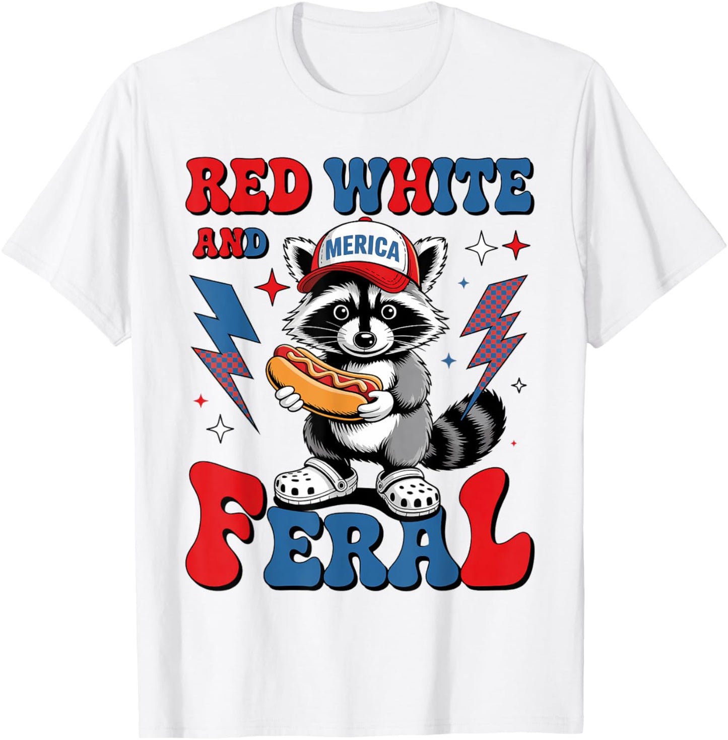 Raccoon 4th Of July Patriotic Cute Red White And Feral T-shirt
