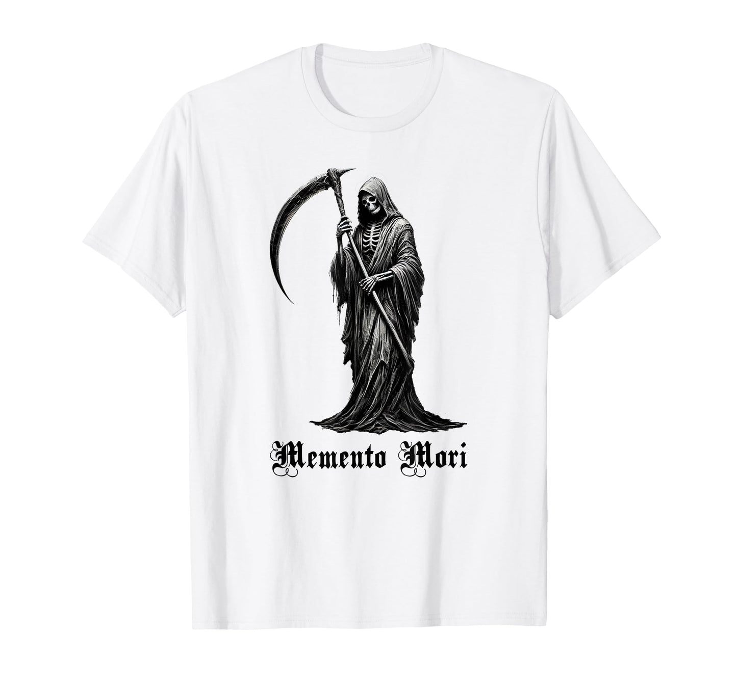 Grim Reaper Memento Mori Gothic Cloaked Skeleton Goth Design T-Shirt