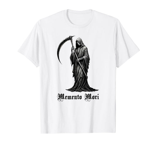 Grim Reaper Memento Mori Gothic Cloaked Skeleton Goth Design T-Shirt