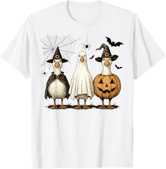 Spooky Goose Halloween Ghost Witch Pumpkin Costume Party T-Shirt