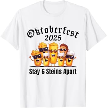 Oktoberfest 2025 6 Stein Apart Beer October Funny Drinking T-Shirt