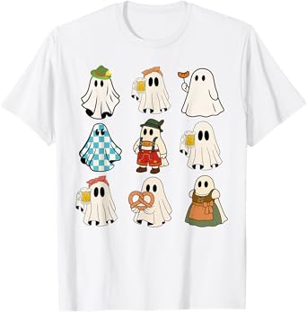 Cute Ghost Oktoberfest Halloween Funny German Beer Festival T-Shirt