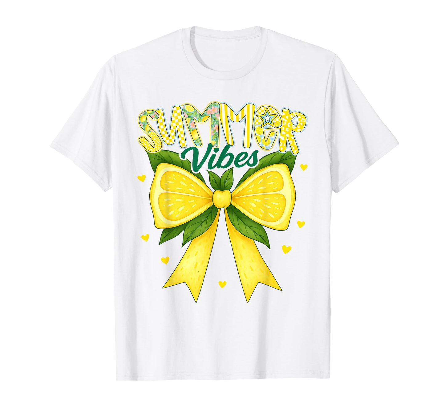 Cute Lemon Tropical Fruits Coquette Bows Summer Vibes Girl T-Shirt
