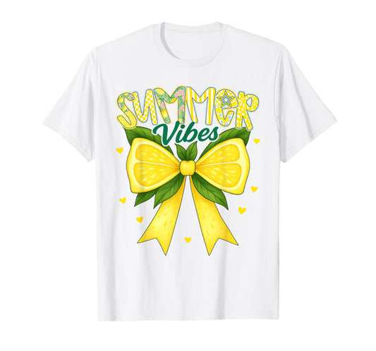Cute Lemon Tropical Fruits Coquette Bows Summer Vibes Girl T-Shirt