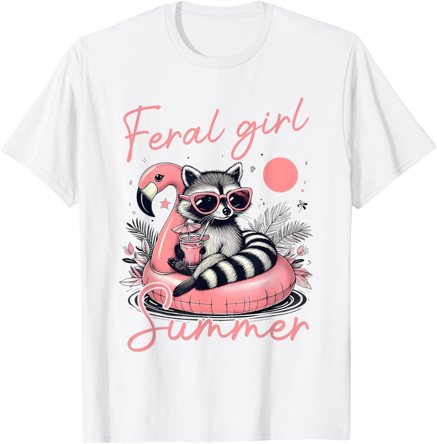 Feral Girl Summer Funny Feral Raccoon Summer Vibes Women T-Shirt