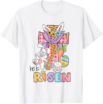 He is Risen Floral Cross Vintage Happy Easter Day T-Shirt