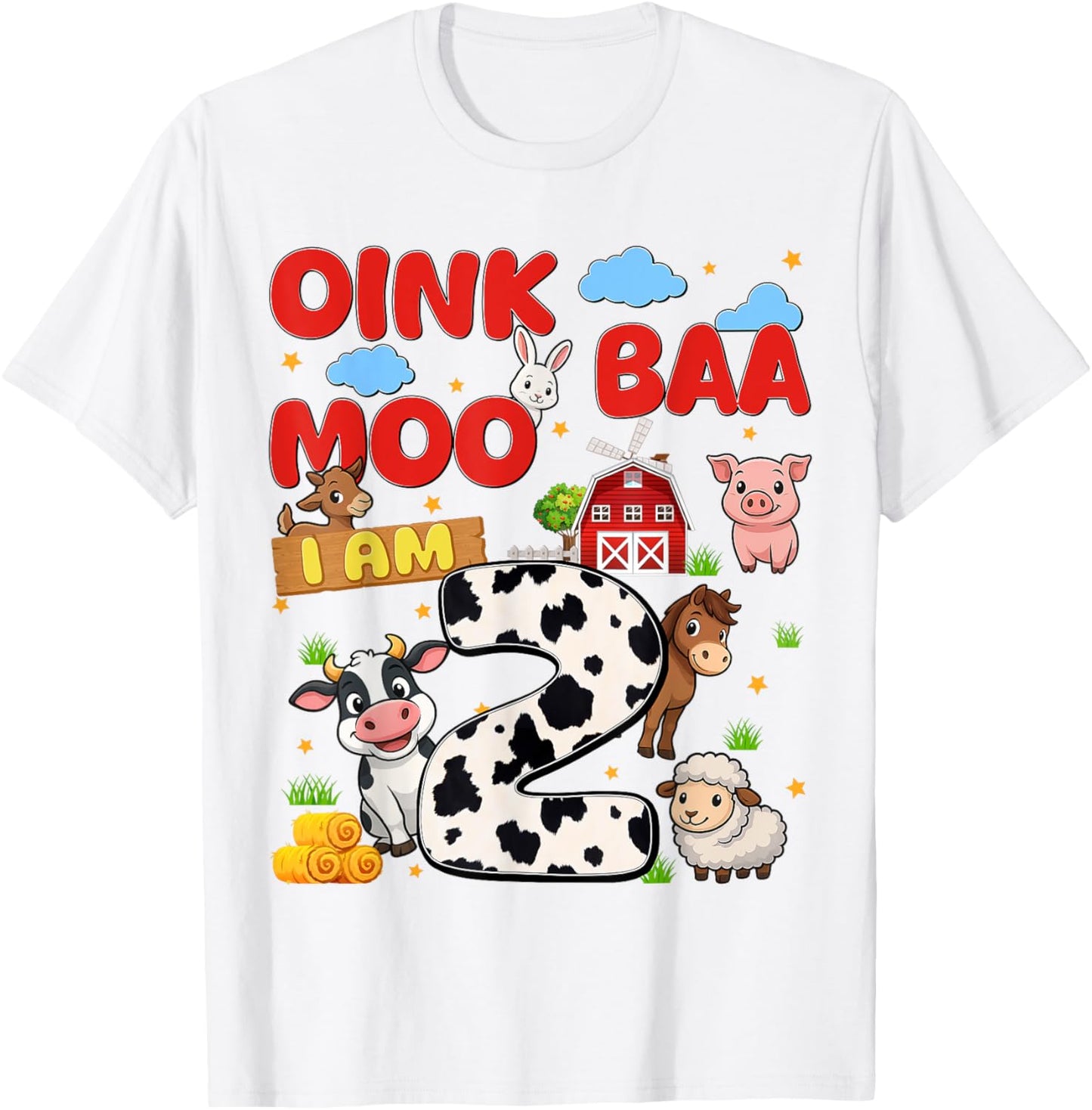 I Am 2nd Oink Baa Moo Farm Animals 2 Birthday Boys Girls T-Shirt