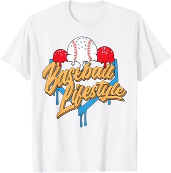 Baseball Lifestyle Home Plate Ice Cream Drip Men Boys Youth T-Shirt