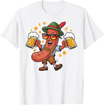 Funny Oktoberfest Sausage Beer Lover 2025 Costume Party Tee T-Shirt