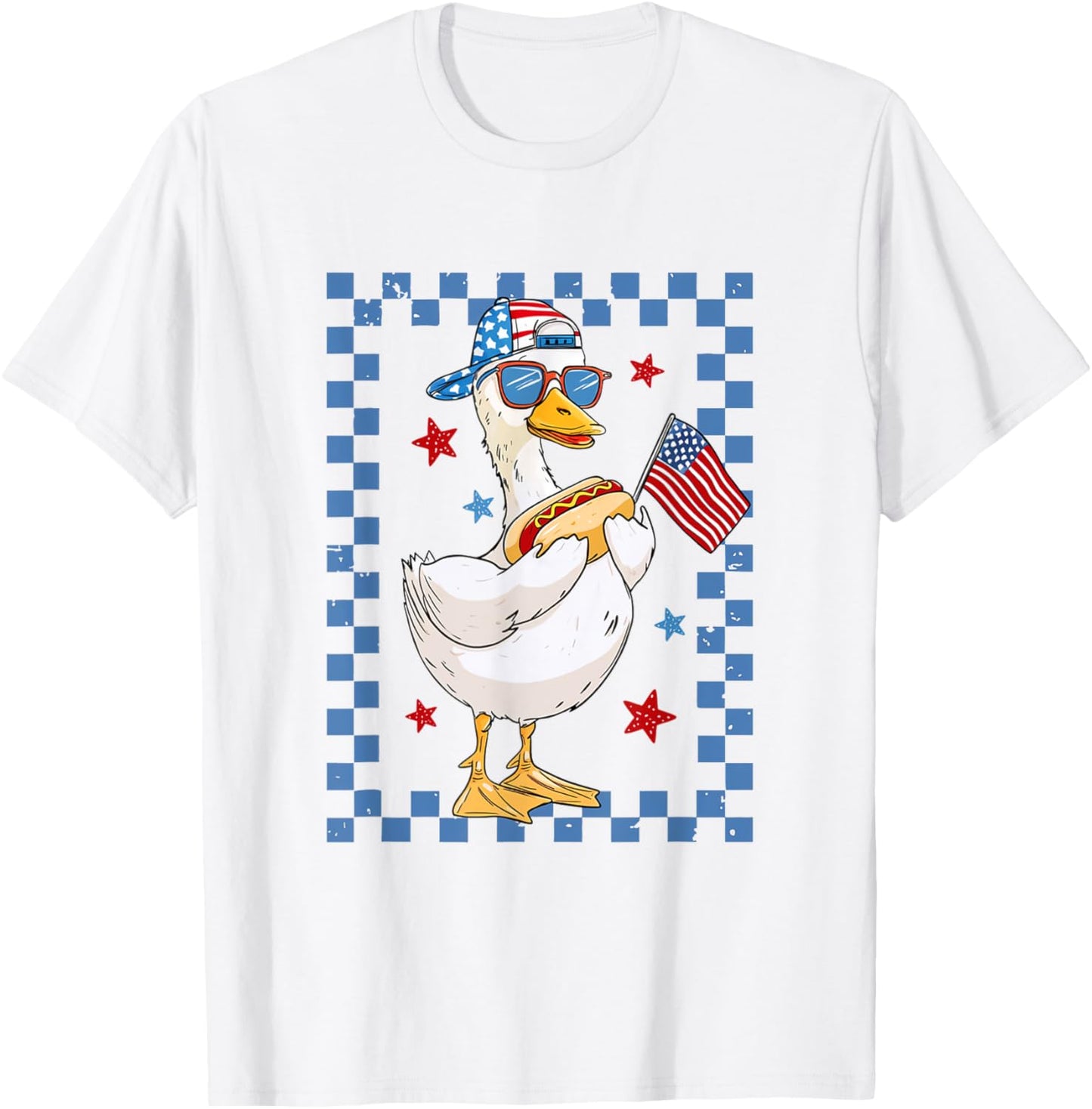 Retro Patriotic Goose Red White and Blue 4th Of July USA T-Shirt