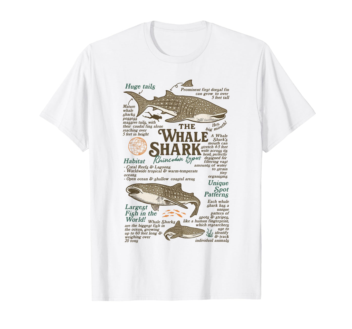 Whale Shark Anatomy Ocean Sea Animal Ocean Exploring Lover T-Shirt