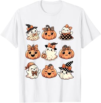 Cute Pumpkin Ghost Halloween Girls Kid Toddler Boo Halloween T-Shirt