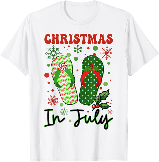 Christmas In July Flip Flops Xmas Flip Flops Summer Holiday T-Shirt
