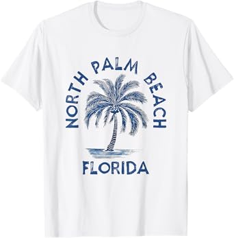 Vintage North Palm Beach Florida Palm Tree FL Retro T-Shirt for Men Women