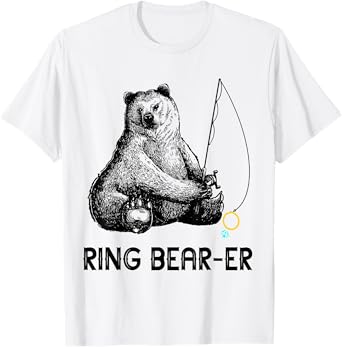 Ring Bearer Bear Fishing Wedding Party Security Ring T-Shirt