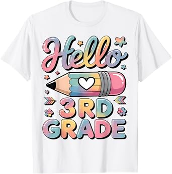 Girl Back To School Hello Third 3rd Grade Teacher T-Shirt