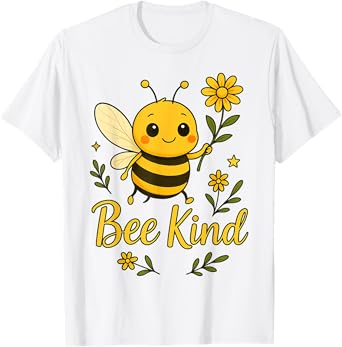 Bee Kind Cute bee with Flower Kindness T-Shirt