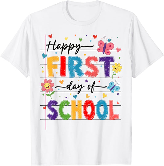 Back To School Happy First Day Of School Boy Girl Teacher T-shirt by TeeBrew