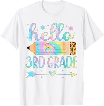 Tie Dye 3rd Grade Back To School Hello Third Grade Teacher T-Shirt