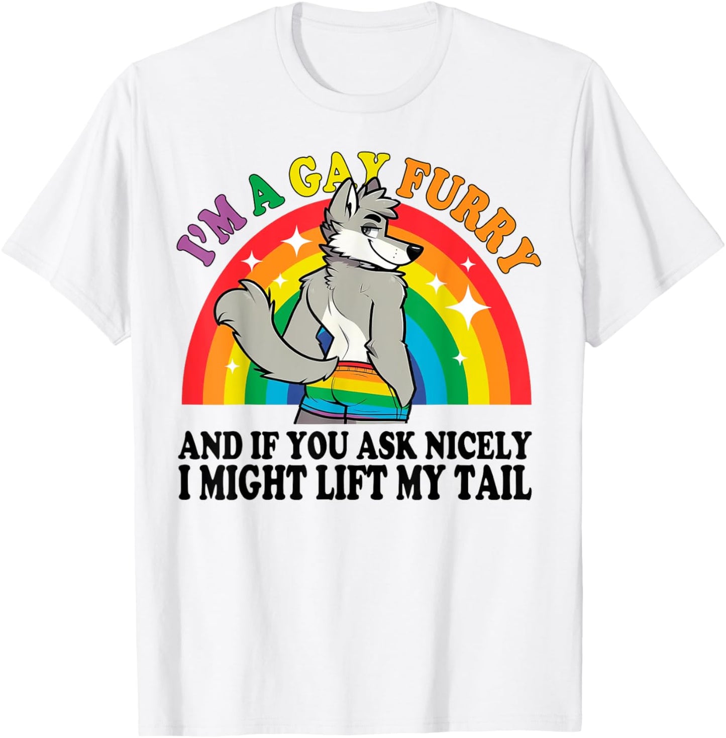 Gay Furry Pride, Funny I'm A Gay Furry Tee Rainbow Fox Furry T-Shirt