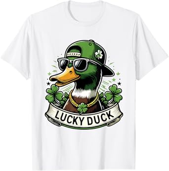 Lucky Duck Shamrock Funny St Patricks Day Waterfowl Lovers T-Shirt