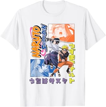 Naruto Shippuden Naruto Sasuke Kanji Collage Anime T-Shirt