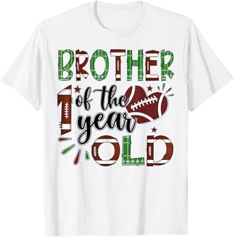 Brother Of The 1 Year Old Football 1St Year Down Birthday T-Shirt