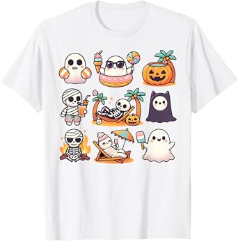Summerween Ghost Pumpkin Summer Halloween Spooky Season T-Shirt
