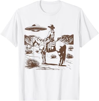 Ufo Western Alien Retro Vintage 90s Funny Rodeo Cowgirl Mom T-Shirt