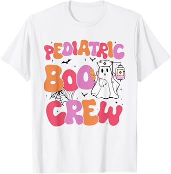 Pediatric Boo Crew Retro Halloween Ghosts Peds Nurse T-Shirt