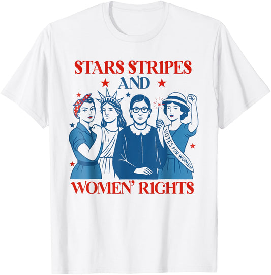Stars Stripes & Equal Rights 4th Of July Retro Groovy Women T-shirt