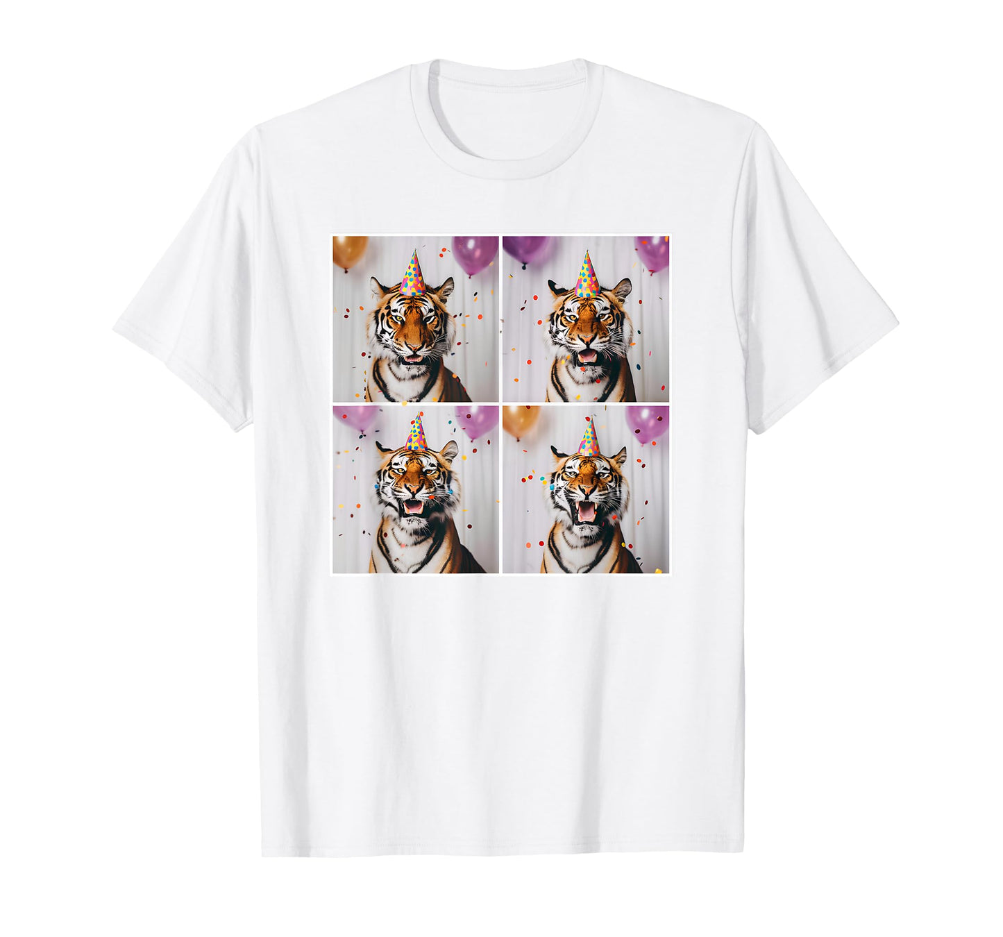Tiger Wildlife Party Hat Jungle Animal Safari Tiger Birthday T-Shirt