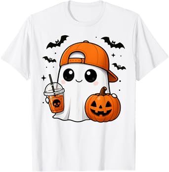 Halloween Cute Ghost Drink Pumpkin Men Women Boy Girl T-Shirt