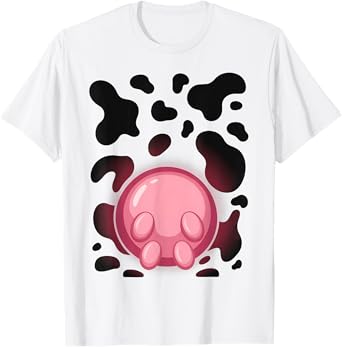 Cow Udder Pattern Funny Lazy Easy Halloween Costume T-Shirt