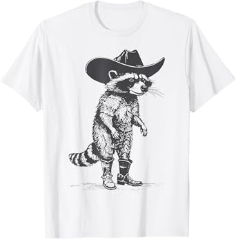 Vintage Western Country Raccoon Cowboy Cowgirl Trash Panda T-Shirt