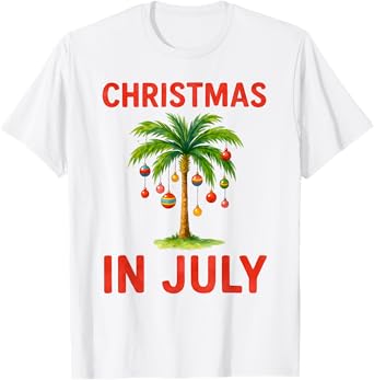 Christmas in July Tropical Holiday Palms Design T-Shirt