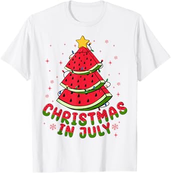 Christmas In July Watermelon Tree Beach Summer Hawaii Gifts T-Shirt