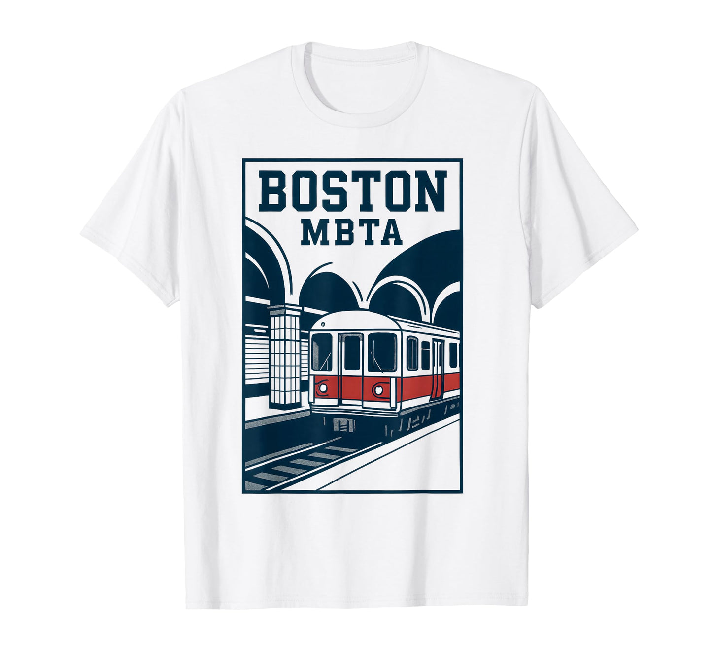 Boston MBTA Subway Retro Train City Transit Artwork T-Shirt