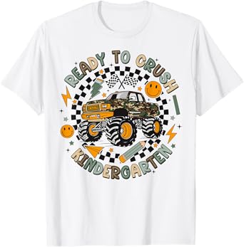 Ready To Crush Kindergarten Monster Truck Camo Boys Kids T-Shirt