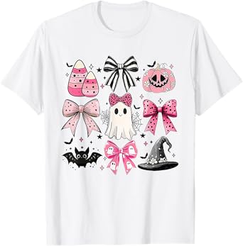 Halloween Costume Ghost Boo Funny Coquette Bow T-Shirt