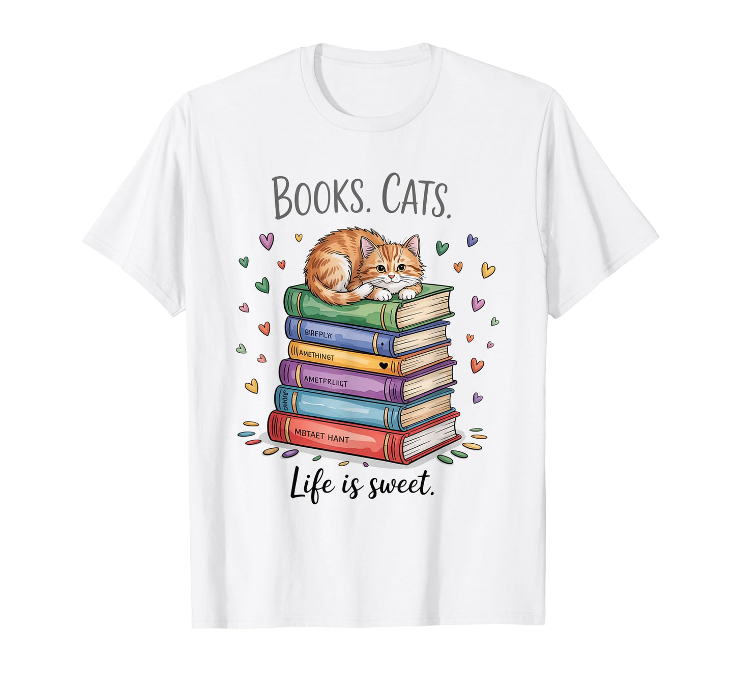 Funny Cats Books Lover Men Women T-Shirt