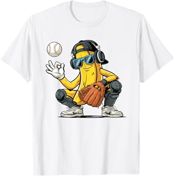 Cool Banana Baseball, Funny Catcher Fruit Hip Hop Banana T-Shirt