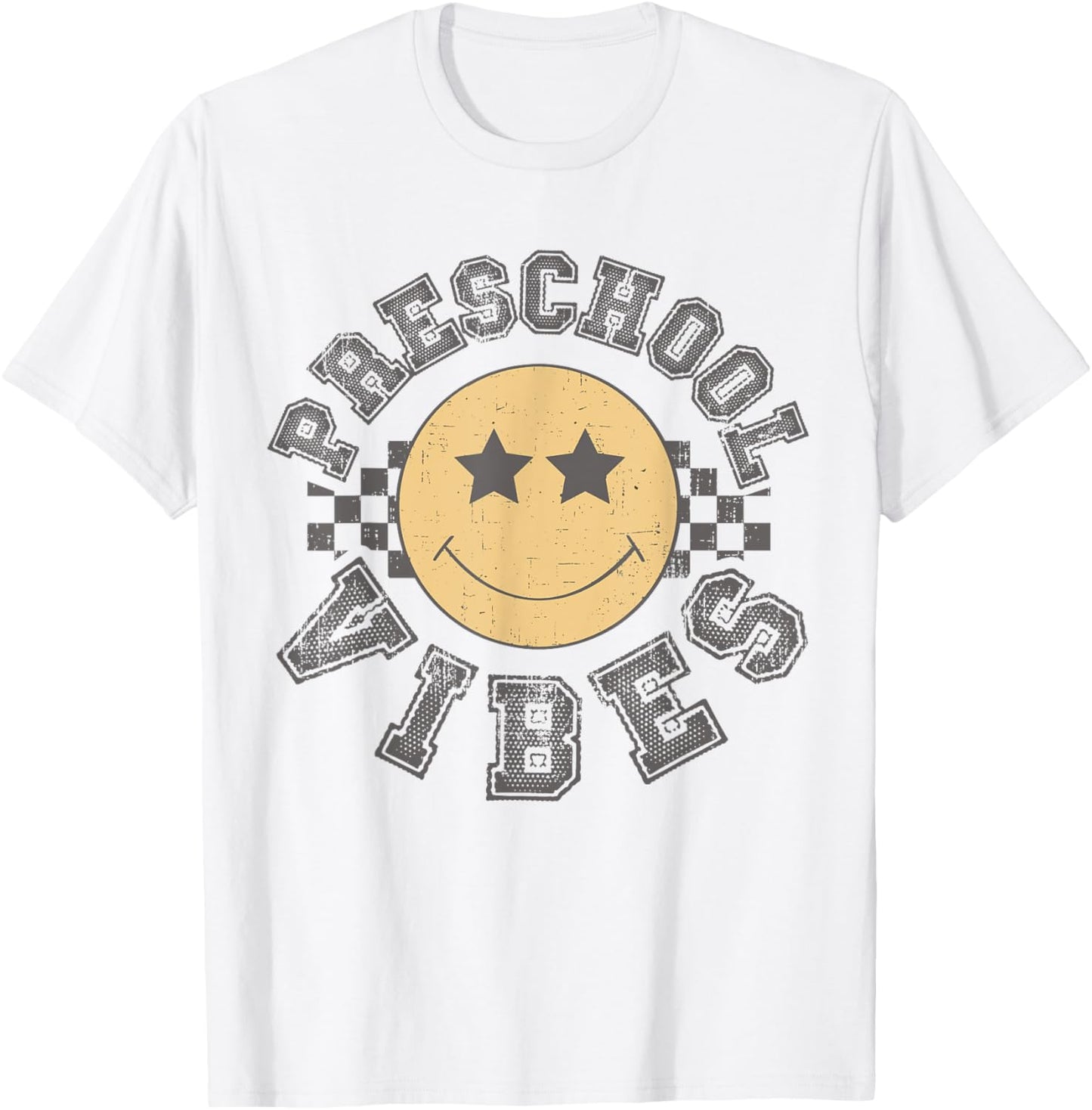 Retro Preschool Vibes Teacher Student 1st Day Back To School T-shirt by TeeBrew