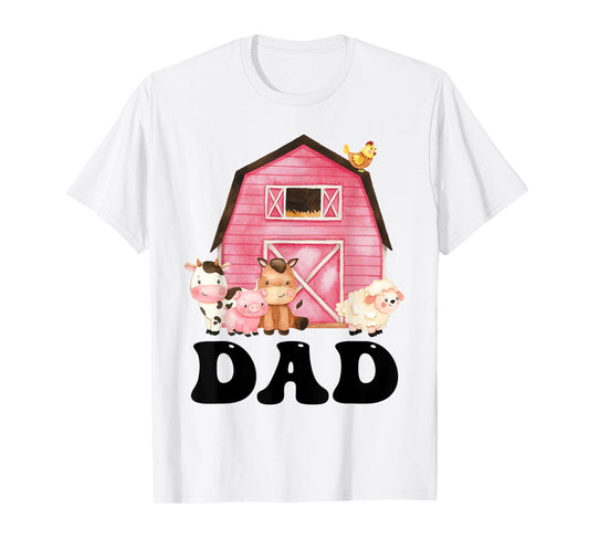 Funny Dad Farm Animals Birthday Theme Matching Family T-Shirt