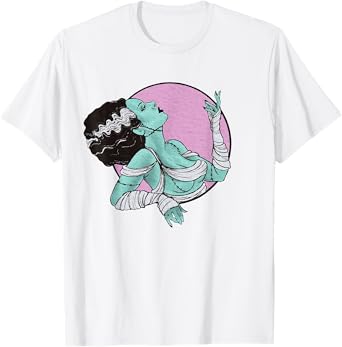 Bride of Frankenstein Halloween Retro Pink T-Shirt